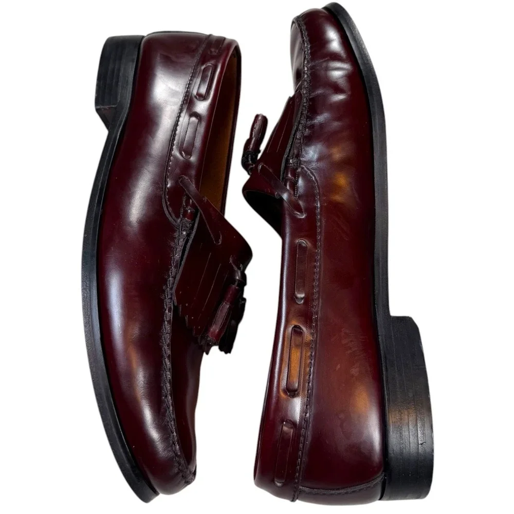 Vtg Towncraft Burgundy Kiltie Tassel Loafers Men's 11.5D Oxblood Leather Preppy